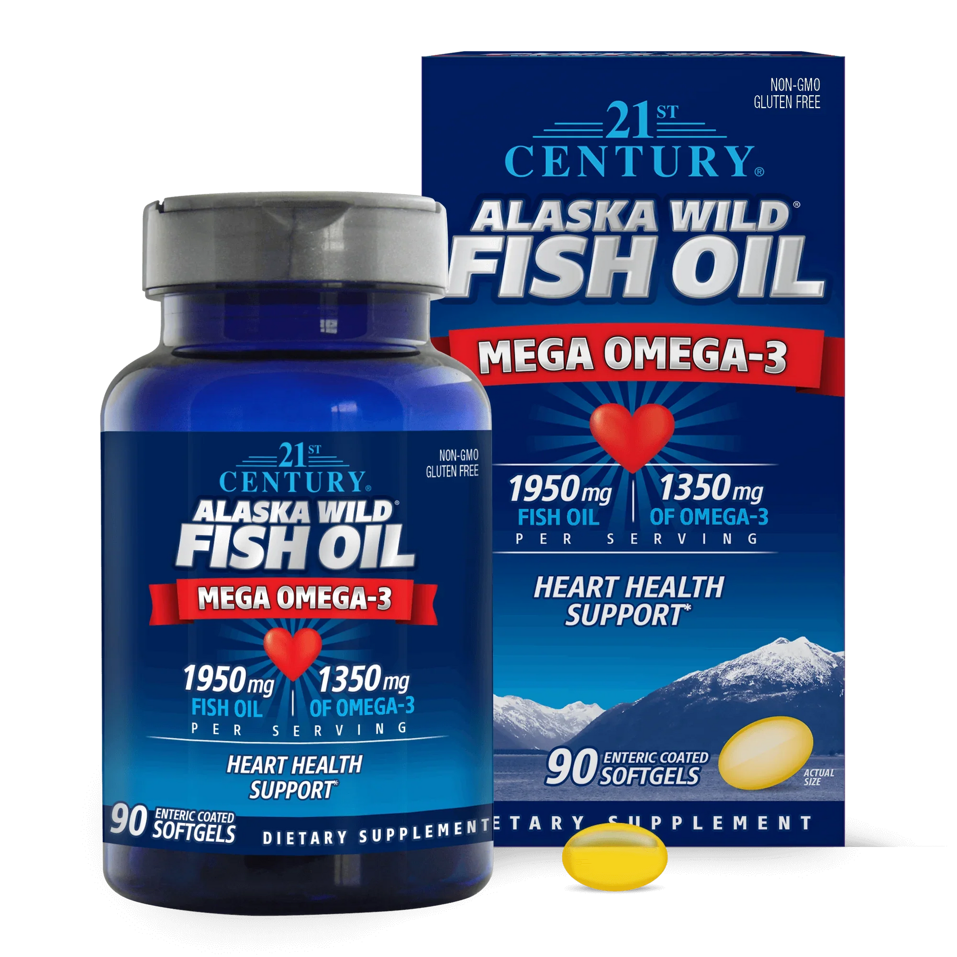 21st Century Alaska Wild Fish Oil Mega Omega-3 – 90 Softgels