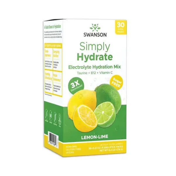 Swanson Simply Hydrate Electrolyte Hydration Mix Lemon-Lime 30 Stick Packs